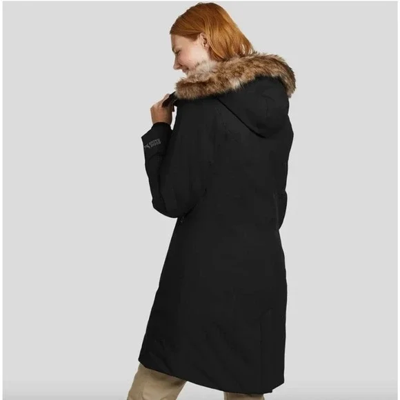 Eddie Bauer Women's Down 650 Fill Parka Coat Black Full Zip Hooded Size S - Picture 3 of 6